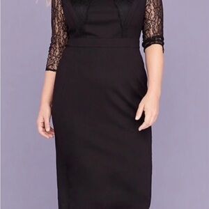 NWT Lane Bryant Size 14 Elegant Black Lace Sleeve Dress